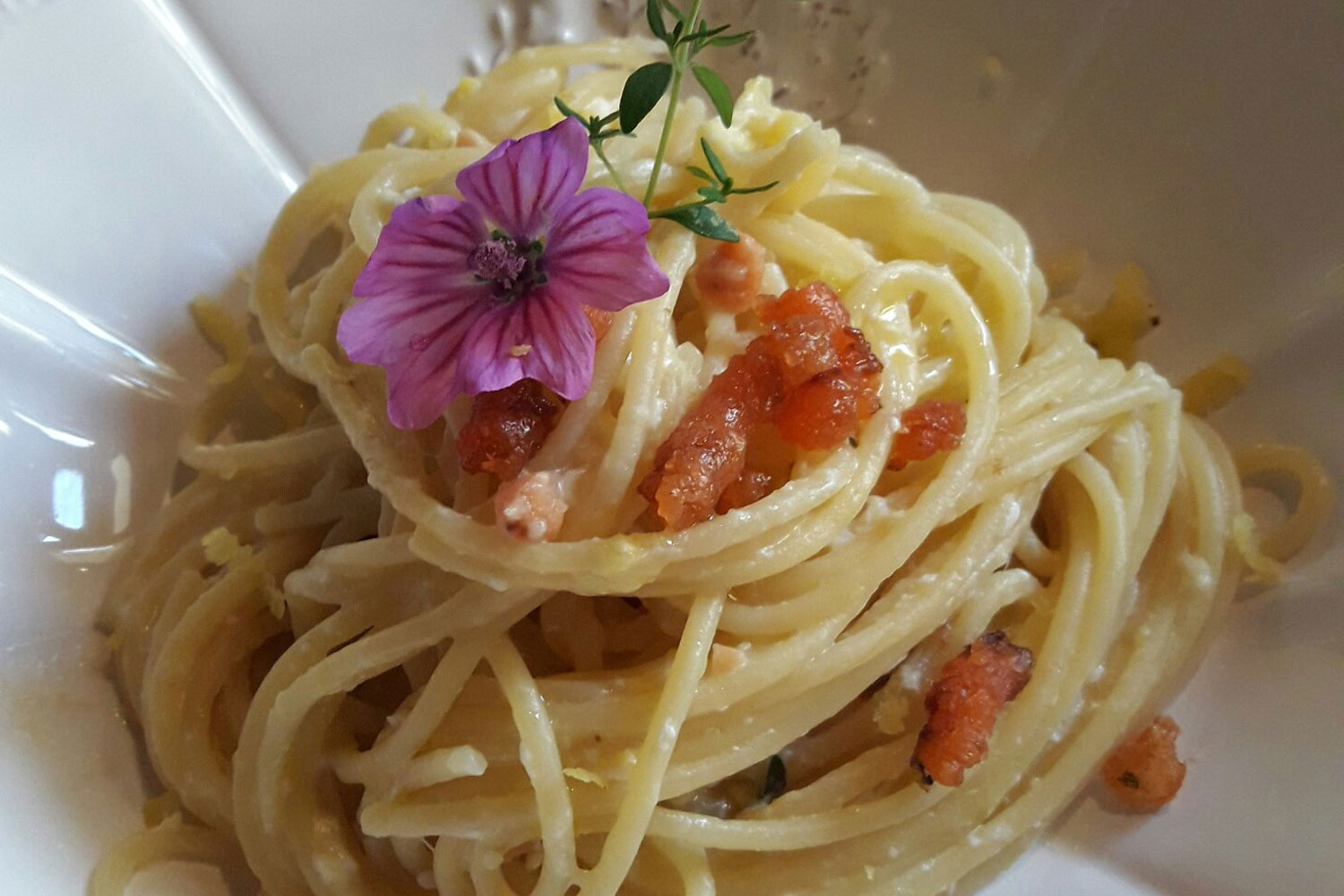 Carbonara d'acqua dolce con le Briciole di Lago